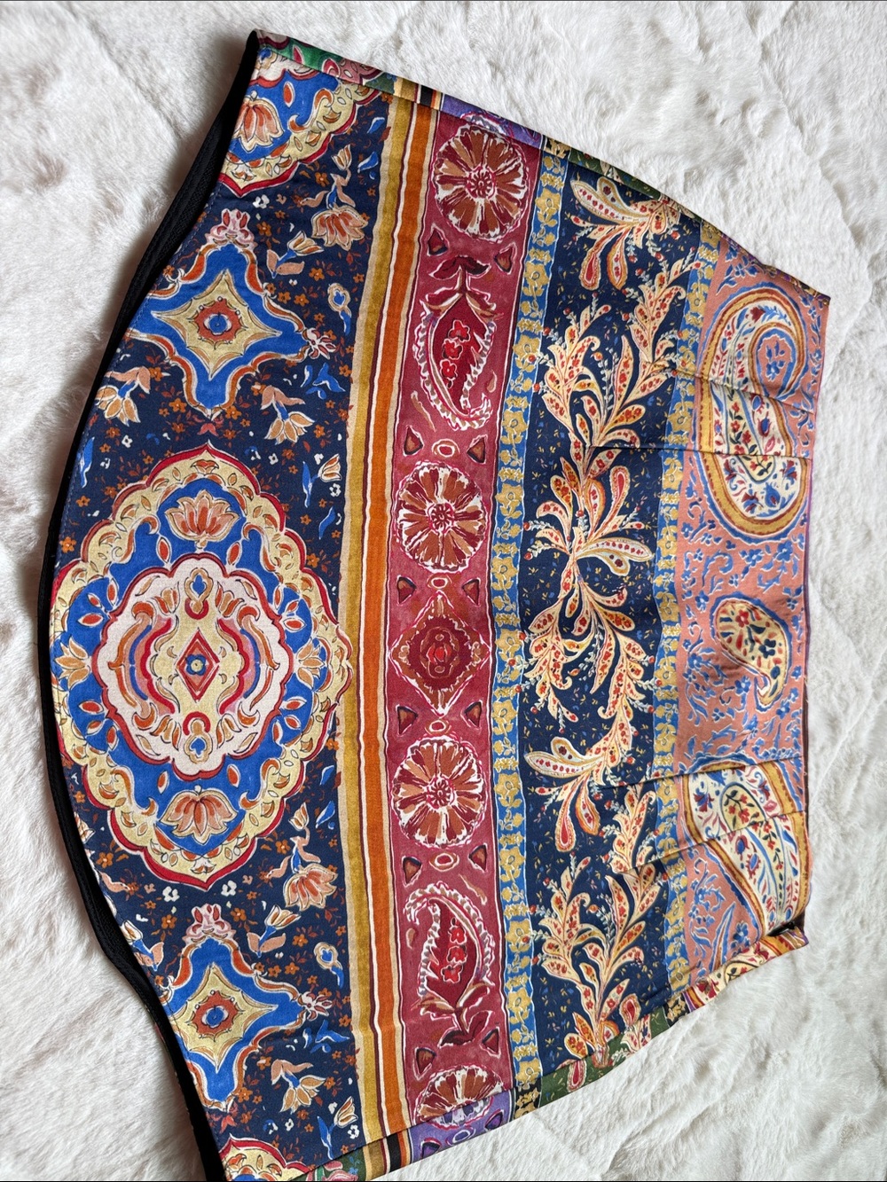 Boho Paisley Multicolor Silk-Look Skirt - Picture 1 of 3
